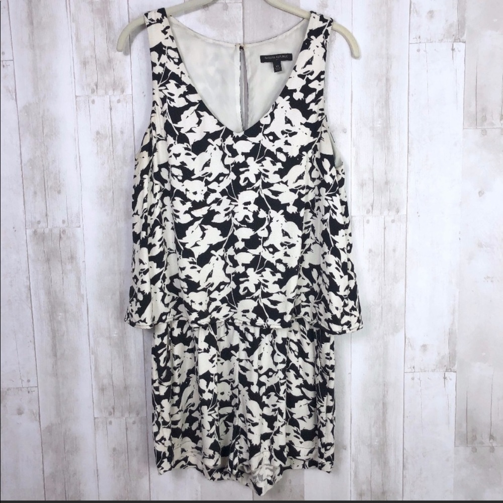 Banana Republic Black & White Floral Romper